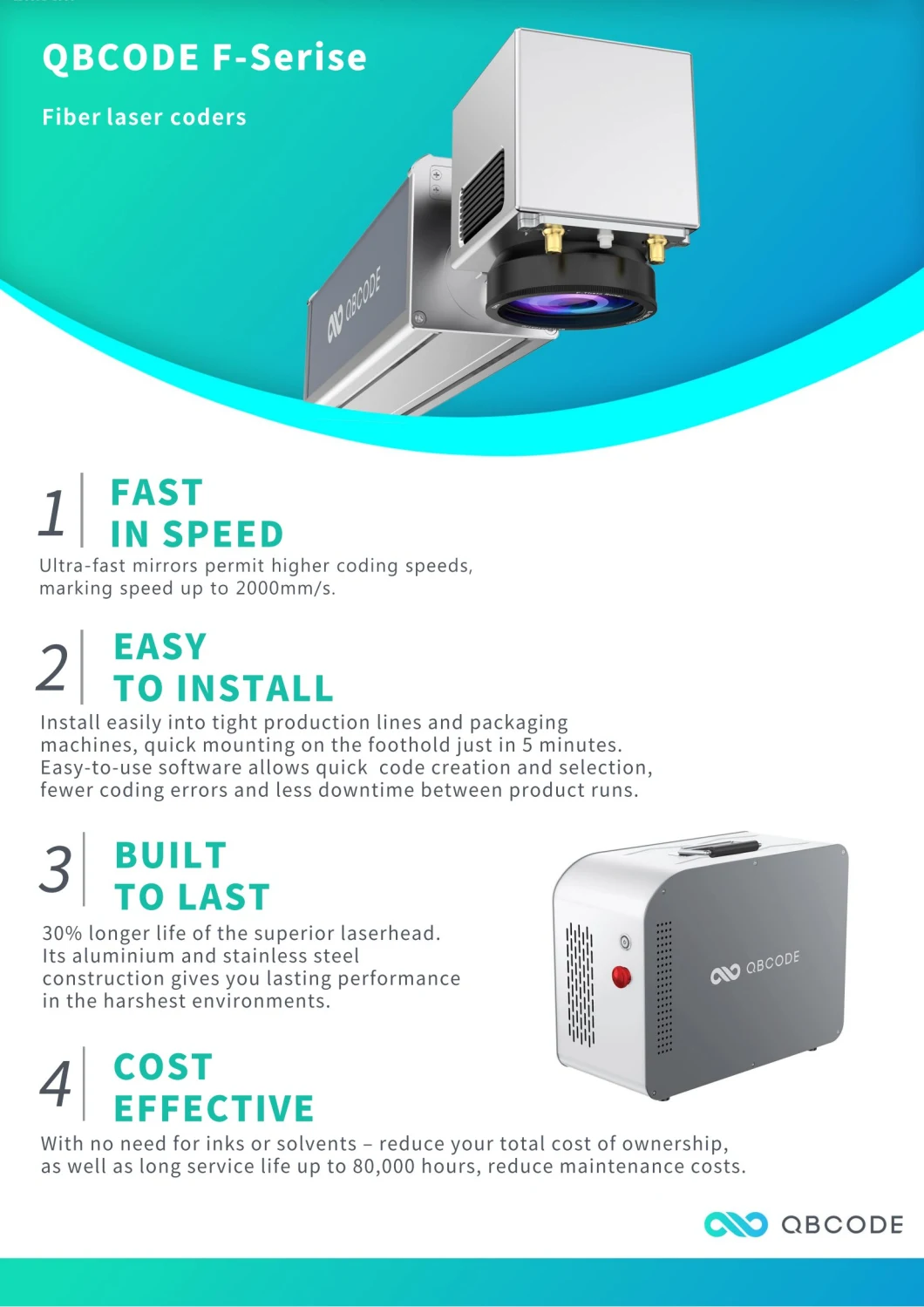 Qbcode Fiber Laser Marking Machine for Metal Non-Metal Engraving with CE